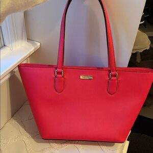 kate spade bright pink Saffiano leather tote